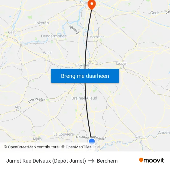 Jumet Rue Delvaux (Dépôt Jumet) to Berchem map