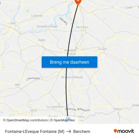 Fontaine-L'Eveque Fontaine (M) to Berchem map