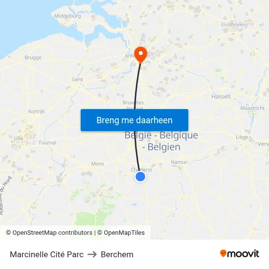 Marcinelle Cité Parc to Berchem map