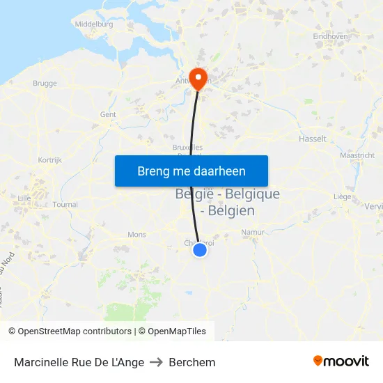Marcinelle Rue De L'Ange to Berchem map