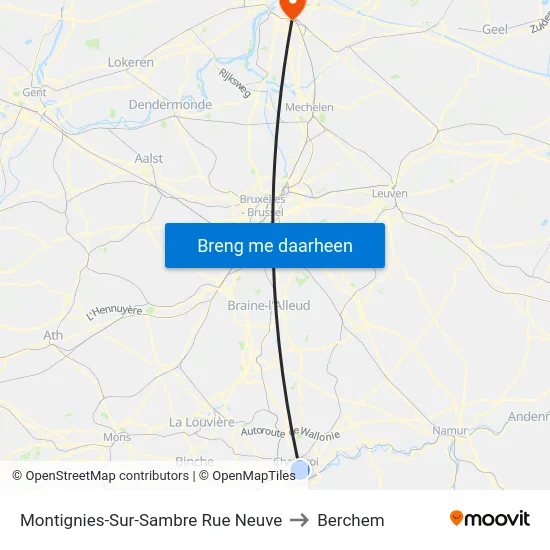 Montignies-Sur-Sambre Rue Neuve to Berchem map