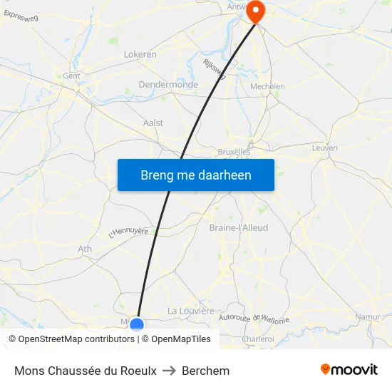 Mons Chaussée du Roeulx to Berchem map