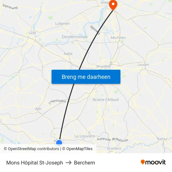 Mons Hôpital St-Joseph to Berchem map