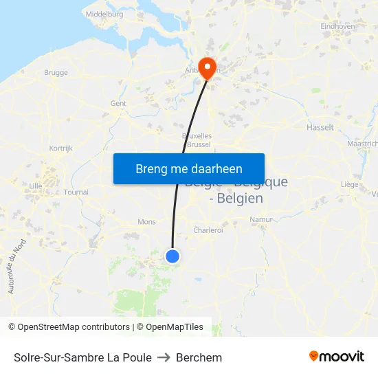Solre-Sur-Sambre La Poule to Berchem map