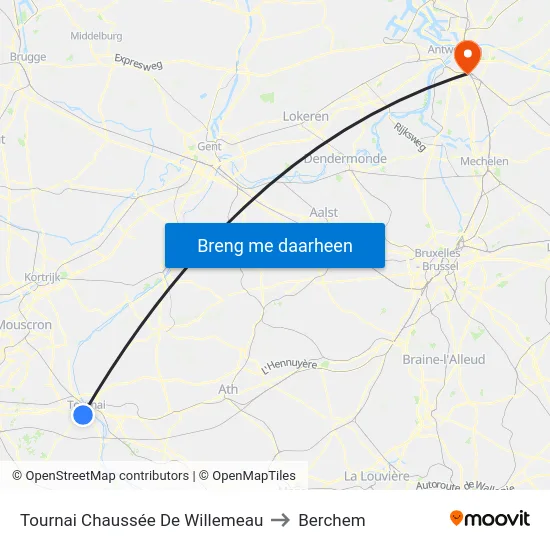 Tournai Chaussée De Willemeau to Berchem map