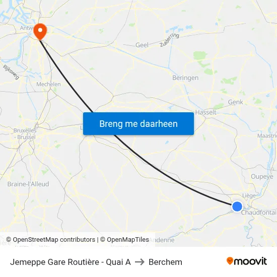 Jemeppe Gare Routière - Quai A to Berchem map