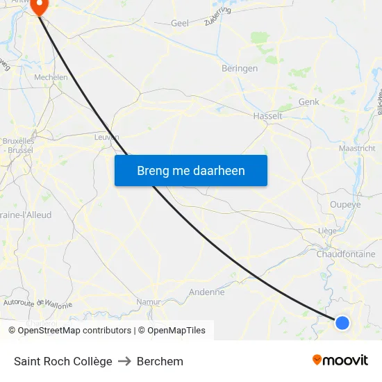 Saint Roch Collège to Berchem map