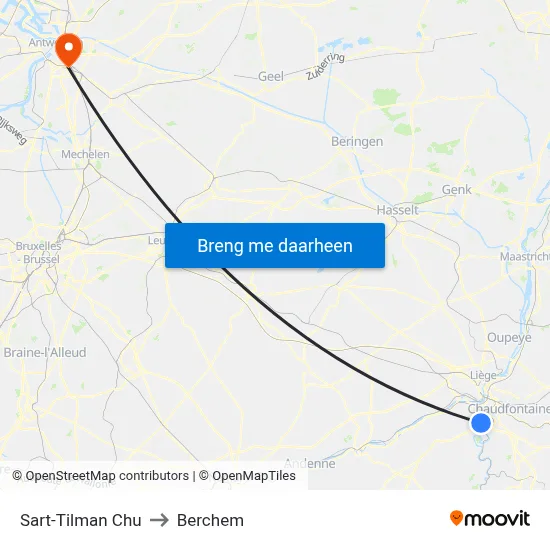 Sart-Tilman Chu to Berchem map