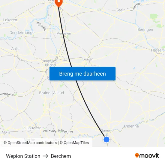 Wepion Station to Berchem map