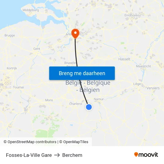 Fosses-La-Ville Gare to Berchem map