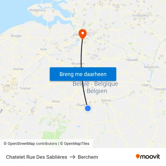 Chatelet Rue Des Sablières to Berchem map