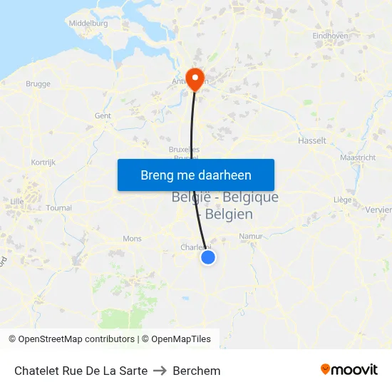 Chatelet Rue De La Sarte to Berchem map