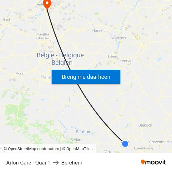 Arlon Gare - Quai 1 to Berchem map