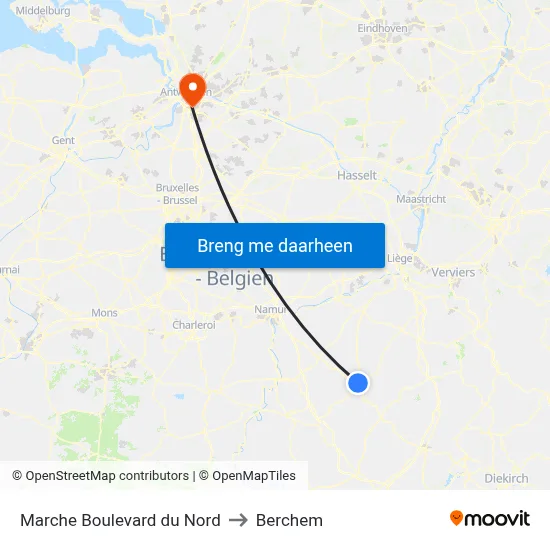 Marche Boulevard du Nord to Berchem map