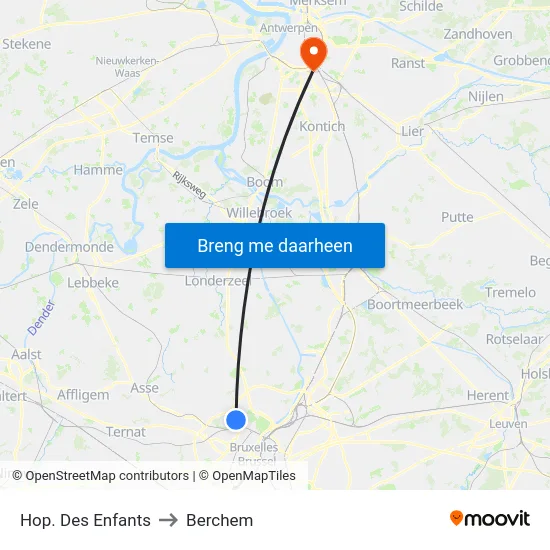 Hop. Des Enfants to Berchem map