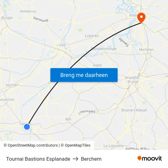 Tournai Bastions Esplanade to Berchem map