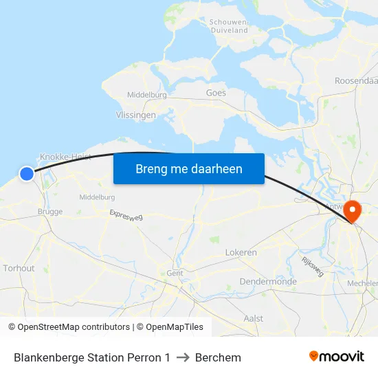 Blankenberge Station Perron 1 to Berchem map