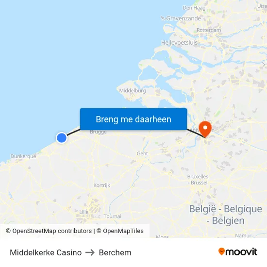Middelkerke Casino to Berchem map