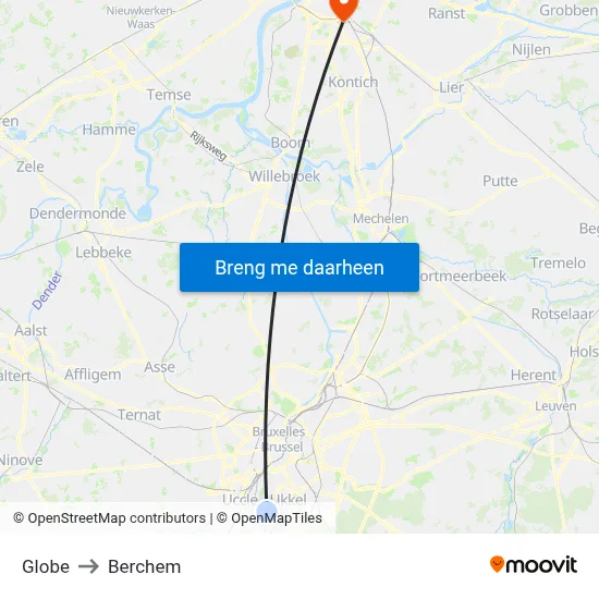 Globe to Berchem map
