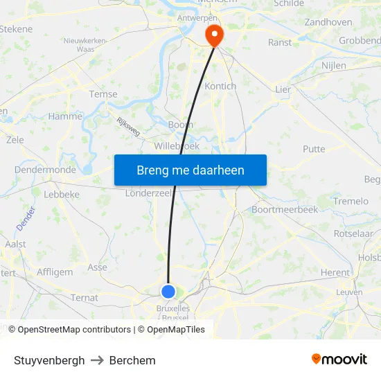 Stuyvenbergh to Berchem map
