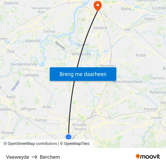 Veeweyde to Berchem map