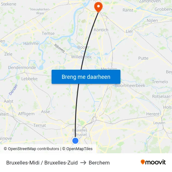 Bruxelles-Midi / Bruxelles-Zuid to Berchem map