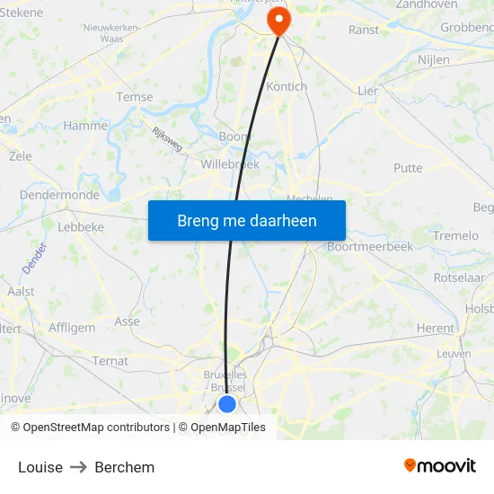 Louise to Berchem map
