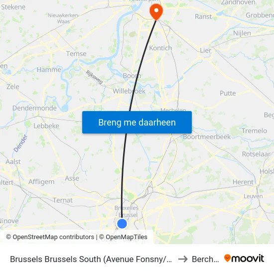 Brussels Brussels South (Avenue Fonsny/Eurolines) to Berchem map