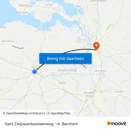 Gent Zwijnaardsesteenweg to Berchem map