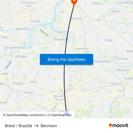 Brésil / Brazilië to Berchem map