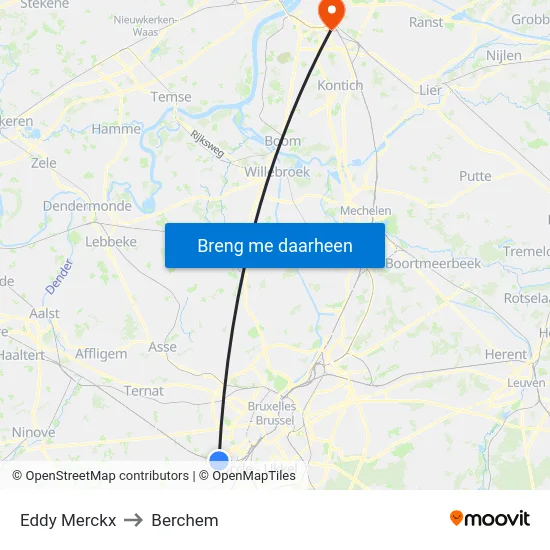 Eddy Merckx to Berchem map