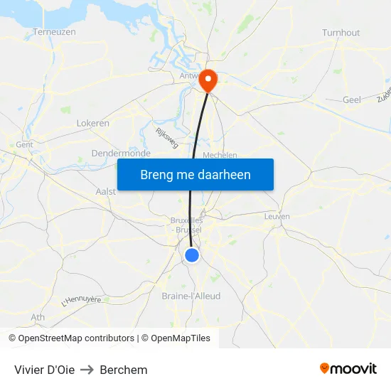 Vivier D'Oie to Berchem map