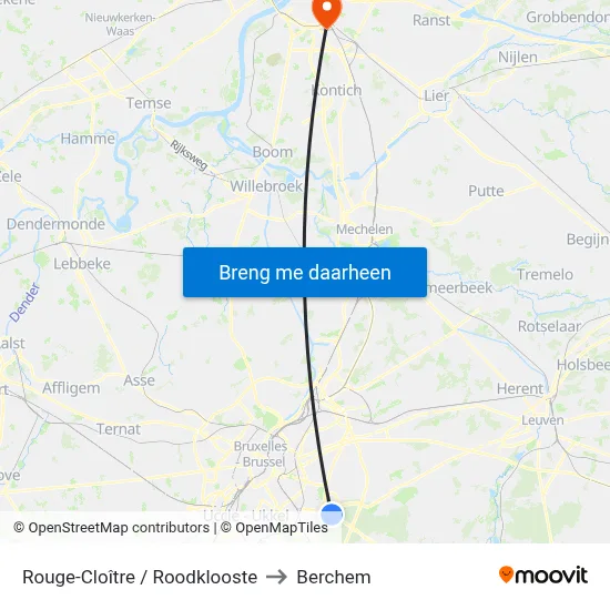 Rouge-Cloître / Roodklooste to Berchem map