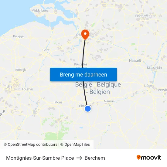 Montignies-Sur-Sambre Place to Berchem map