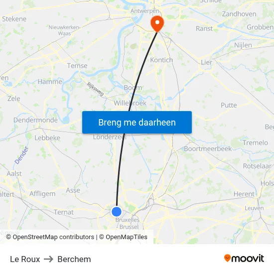 Le Roux to Berchem map