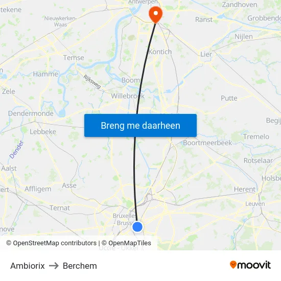 Ambiorix to Berchem map