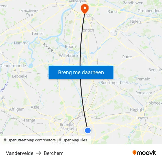 Vandervelde to Berchem map
