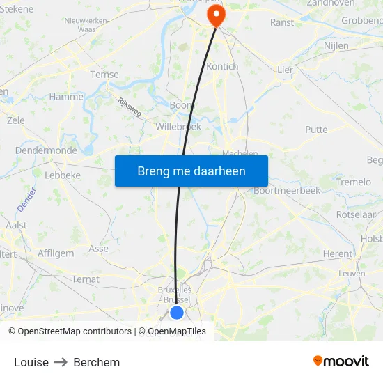 Louise to Berchem map