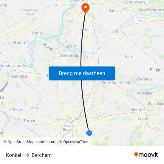 Konkel to Berchem map