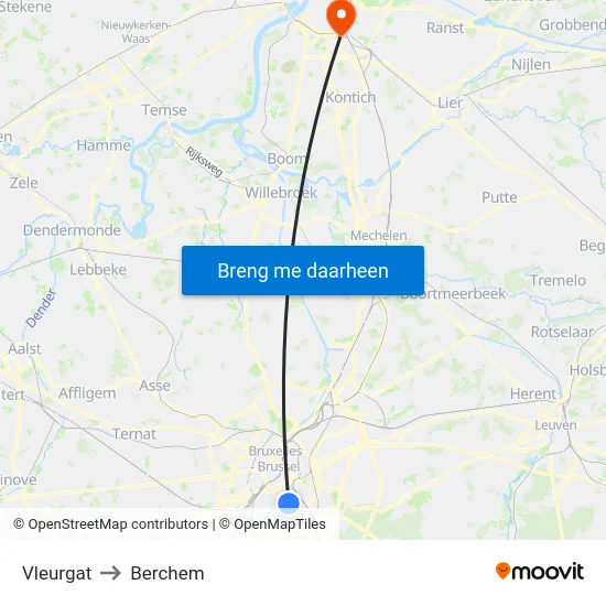 Vleurgat to Berchem map