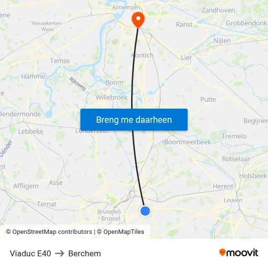 Viaduc E40 to Berchem map