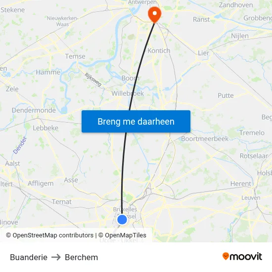 Buanderie to Berchem map
