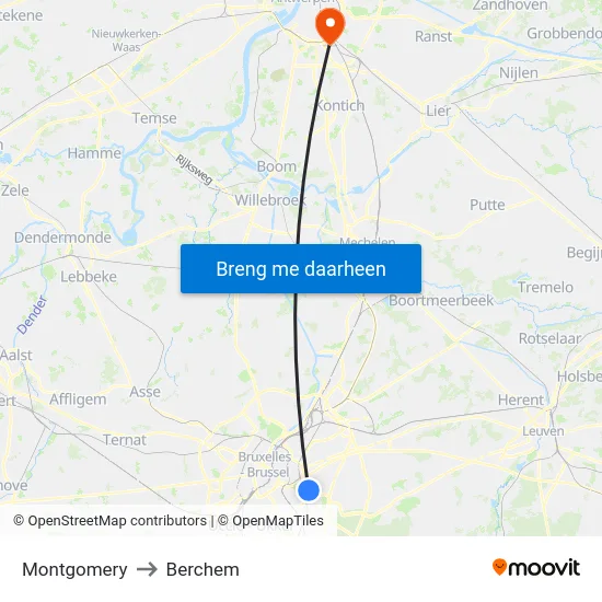 Montgomery to Berchem map