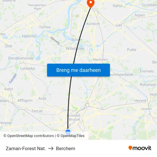 Zaman-Forest Nat. to Berchem map