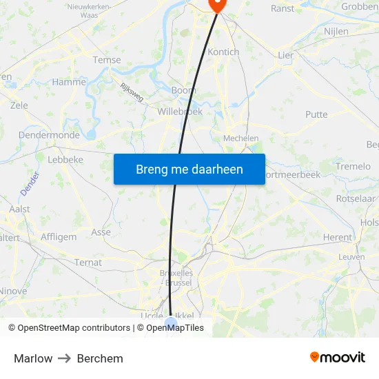 Marlow to Berchem map