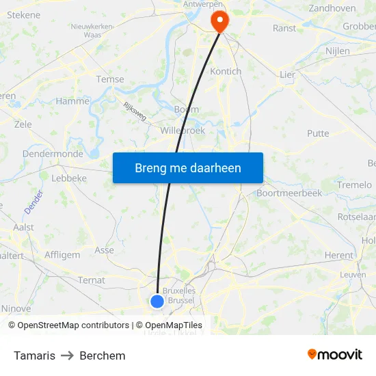 Tamaris to Berchem map
