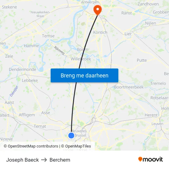 Joseph Baeck to Berchem map