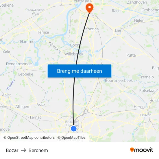 Bozar to Berchem map