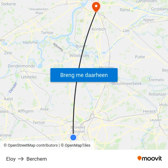 Eloy to Berchem map