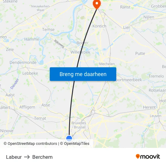 Labeur to Berchem map